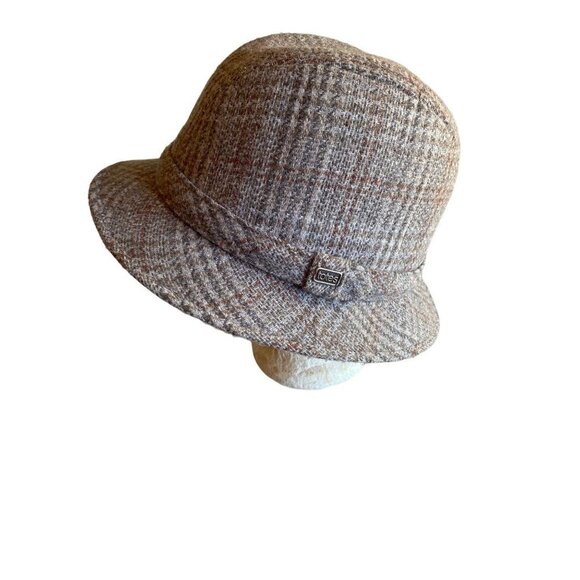 Totes Gray Plaid Wool Blend Fedora Hat Size Medium - Picture 1 of 7